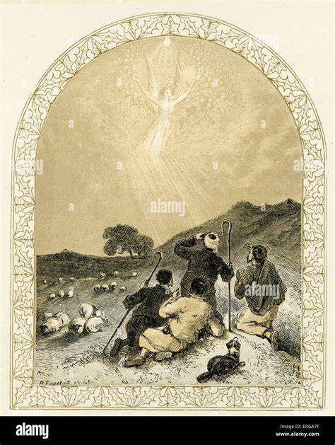 Illustrazione di un angelo che annuncia la nascita di Gesù ai pastori