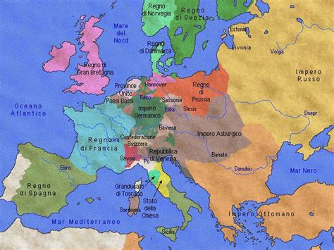 Mappa delle influenze culturali in Europa nel Settecento