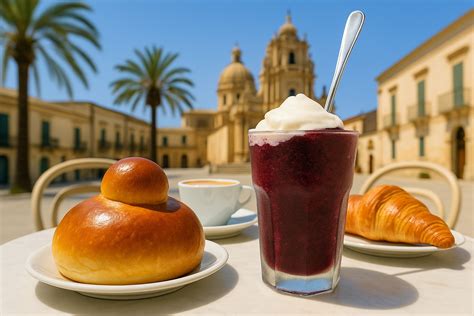 Illustrazione di una tipica piazza siciliana con chiesa e osteria