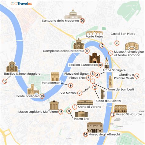 Mappa di Verona che evidenzia la posizione dell'hotel rispetto alle principali attrazioni e vie di comunicazione.