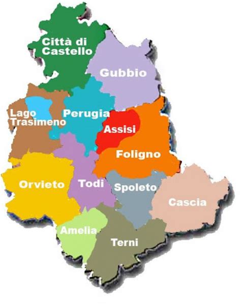Mappa delle Diocesi dell'Umbria