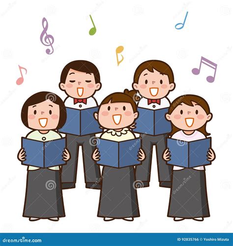 illustrazione di persone che cantano in una chiesa o durante una preghiera
