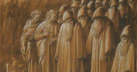 Illustrazione di Dante e Virgilio nella bolgia degli ipocriti con i Frati Gaudenti