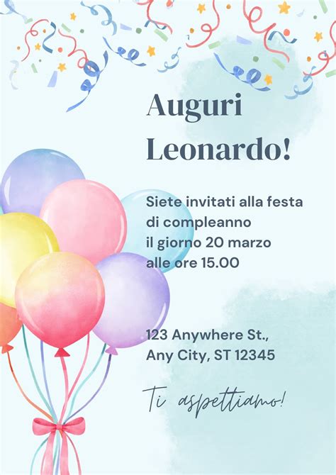 Esempio di inviti di compleanno con finitura lucida e colori vivaci