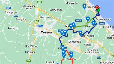 Mappa del percorso stradale da Cesenatico a una generica località 