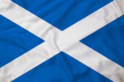 Illustrazione storica della bandiera scozzese (Saltire) con croce bianca su campo blu