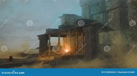 illustrazione di un rituale magico di resurrezione in un tempio antico
