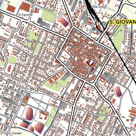Mappa schematica del territorio comunale di San Giovanni in Persiceto con evidenziazione delle zone postali