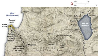 Mappa del Monte Carmelo e della Galilea