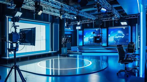 Foto di studio televisivo durante un'intervista giornalistica