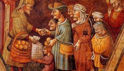 Illustrazione storica o iconografica raffigurante un mercante antico che valuta una perla preziosa in un mercato orientale