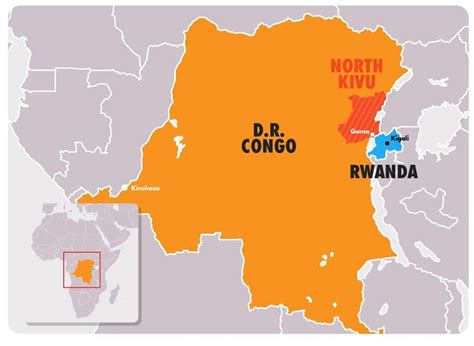 Mappa dell'Africa Orientale con evidenziate le aree visitate dai Superiori Maggiori (Kenya, Ruanda, Repubblica Democratica del Congo)