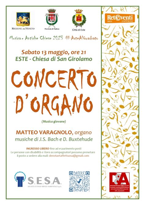 Locandina di un concerto d'organo ad Abano Terme