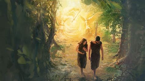 Illustrazione di Adamo ed Eva cacciati dal Giardino dell'Eden