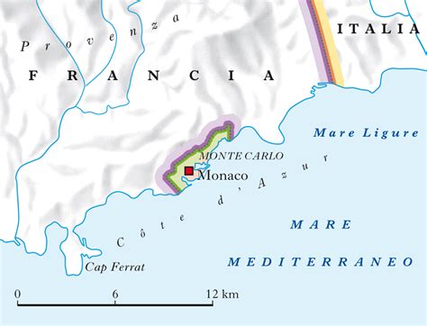 Mappa del Principato di Monaco e della Contea di Nizza all'inizio del XVIII secolo