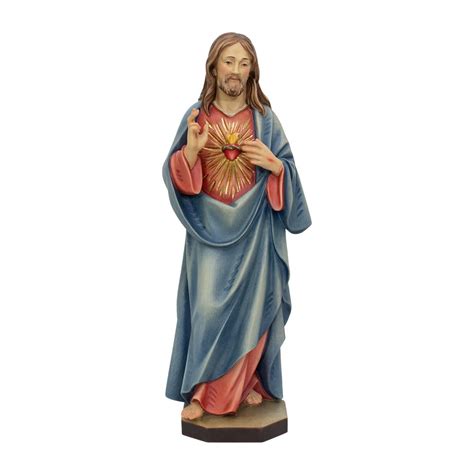 Statua del Sacro Cuore di Gesù scolpita in legno