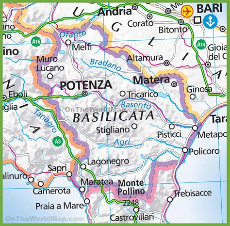Mappa della Basilicata con Potenza evidenziata e icona della giustizia