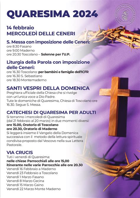 Locandina del programma della Quaresima e Settimana Santa
