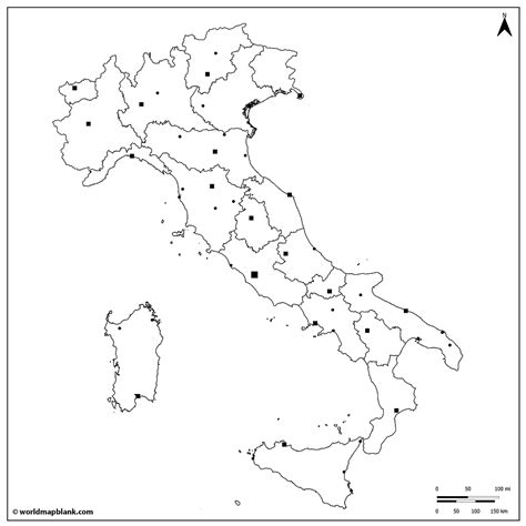 Mappa dell'Italia con indicazione dei principali santuari e chiese dedicati alla Madonna della Neve