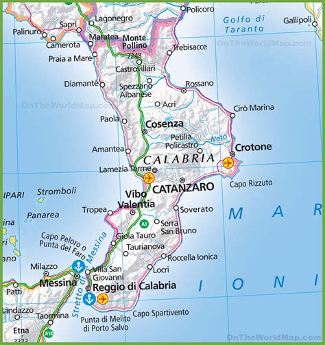 Mappa storica della Calabria con l'ubicazione di Catanzaro