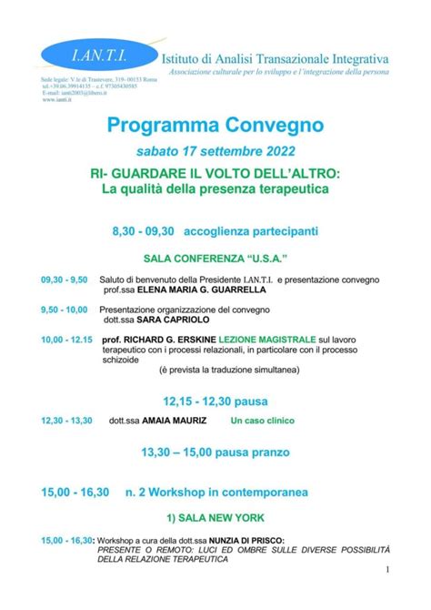 scheda informativa del convegno con il programma dettagliato