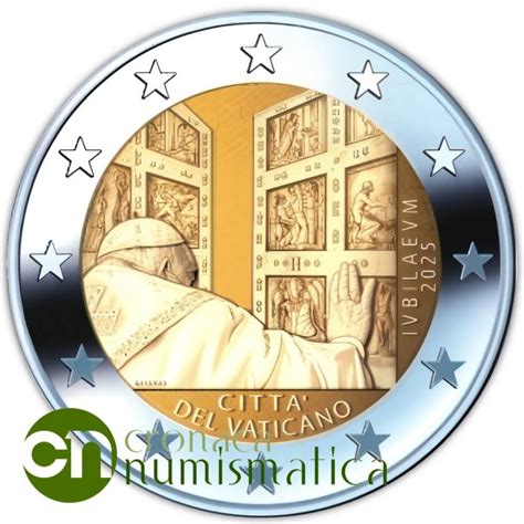 Schizzo della moneta giubilare 2025 con Porta Santa
