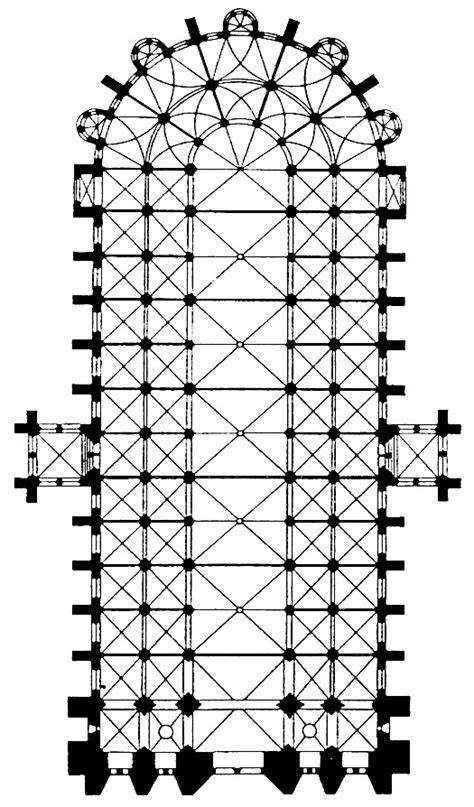 Pianta architettonica della Cattedrale di Bourges che evidenzia le cinque navate
