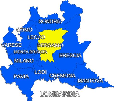 Mappa della Diocesi di Bergamo con confini amministrativi e localizzazione del Duomo