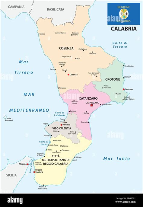 mappa storica della Calabria o illustrazione dell'emigrazione