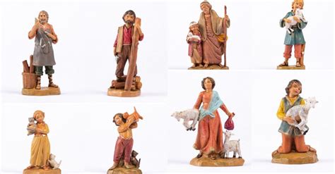 Statuine del presepe in stile napoletano, scolpite a mano dal Maestro Martino Landi, alte circa 6 cm