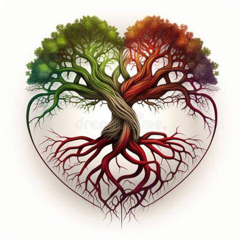 illustrazione stilizzata dell'albero della vita con radici e rami