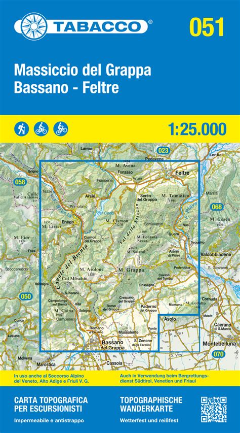 Mappa schematica del massiccio del Grappa con indicazione della zona del Monfenera e del comune di Pederobba