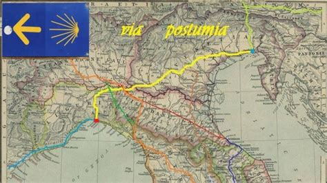 Mappa storica della Via Postumia nell'area di Oderzo