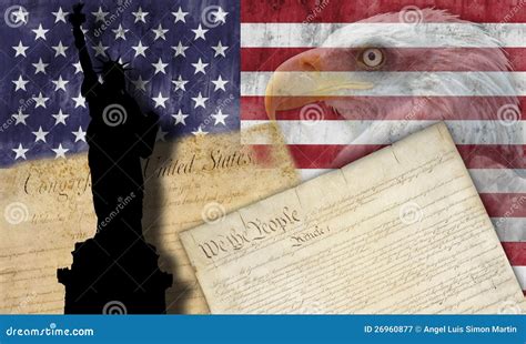 bandiera americana con simboli patriottici