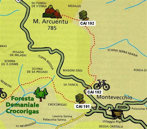 Mappa dettagliata dei sentieri CAI 102 e 102A sul Monte Carpegna