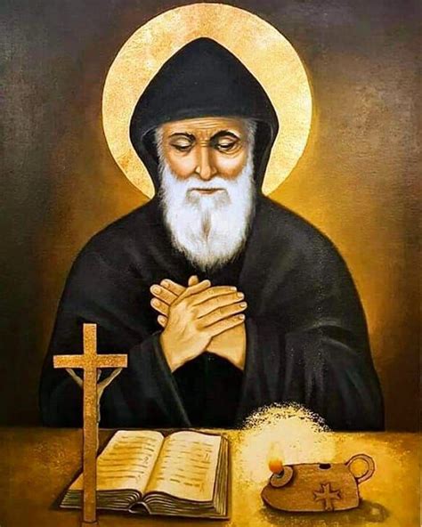 Illustrazione di San Charbel con una croce
