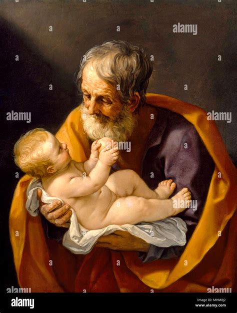 San Giuseppe con il Bambino Gesù di Guido Reni, dettaglio del volto e delle mani