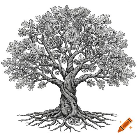 Illustration of the tree tattoo on Fedez's chest with roots and branches