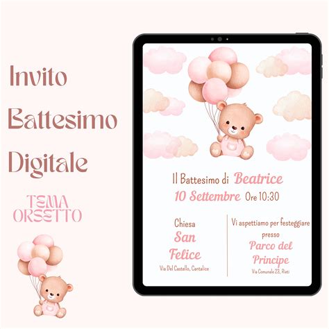 Inviti personalizzati per battesimo con elementi grafici e testi