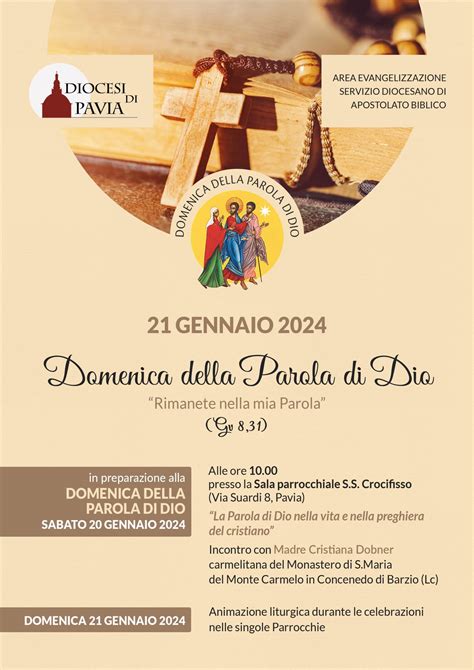 Copertina di un sussidio liturgico per la Domenica della Parola di Dio, con simboli biblici