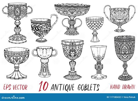 illustrazione storica di calici cristiani antichi