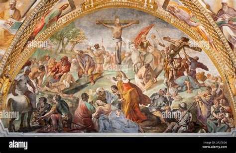 Dettaglio dell'affresco della Crocifissione nell'abside della Chiesa di San Leonardo, Gianfrancesco da Tolmezzo