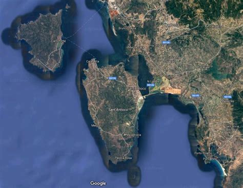 Mappa storica dell'isola di Sant'Antioco e del territorio circostante