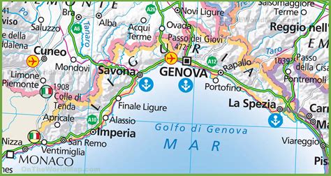 Mappa della Liguria con evidenza della provincia di Genova