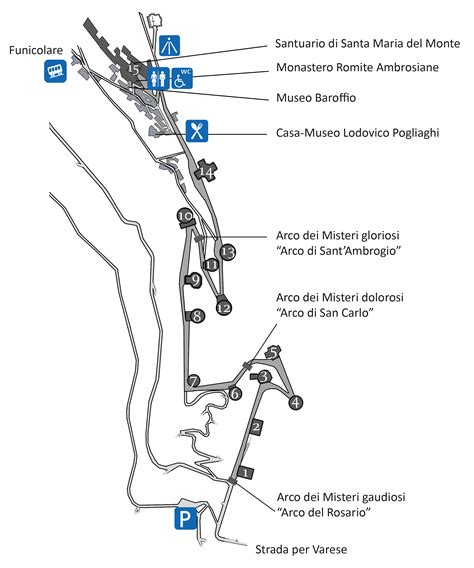 Mappa della zona di Varese con evidenziato il Sacro Monte e la posizione dell'hotel