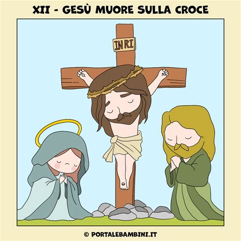 Illustrazione della Via Crucis con bambini che camminano