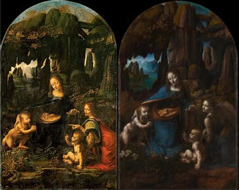 Vista generale della sala con la Vergine delle Rocce alla National Gallery di Londra