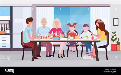 Illustrazione di una famiglia che prega insieme attorno a un tavolo, con un'atmosfera serena e luminosa.