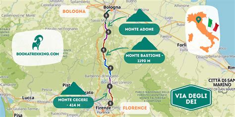 Mappa dell'area di Bologna e Modena con indicazione dei cammini di pellegrinaggio
