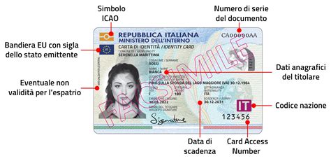 Schema grafico che illustra le caratteristiche fisiche della CIE: microchip, foto laser, dimensioni standard